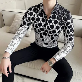 Pánská košile Best Fashion Pánská košile s moderním potiskem Barva: Černá, Velikost: 3XL