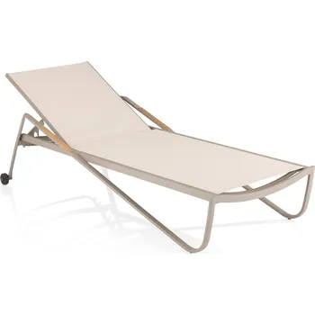 Zahradní lehátko KETTLER KETTLER DIAMOND hliníkové lehátko s teakovými područkami - taupe / béžová