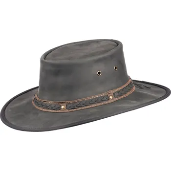 Klobouk Barmah Squashy Bronco – černý skládací kožený klobouk z Austrálie Velikost: 61 cm (XL)