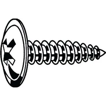 Šroub Samořezný šroub se zaoblenou hlavou s nákružkem a s křížovou drážkou Phillips Ocel Pozinkované černě pasivované ST4,2X25MM