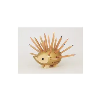 Pastelka Ježek malý dřevěný s pastelkami zlatý