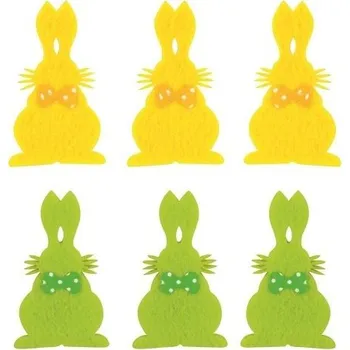 Velikonoční dekorace Zajíček s lepíkem 6 cm, 6 ks v sáčku