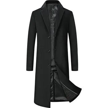 Pánský zimní kabát Best Fashion Pánský dlouhý vlněný kabát pro chladné dny Velikost: M, Barva (Varianta): Černá