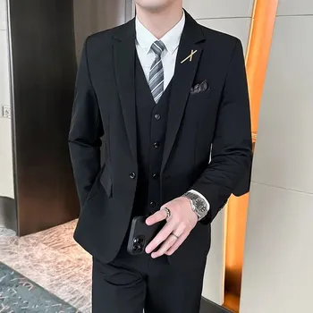 Best Fashion Pánský společenský oblek v moderním střihu Barva: Černá, Velikost: M