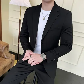 Pánský oblek Best Fashion Pánský dvoudílný oblek v ležérně elegantním stylu Barva: Černá, Velikost: XXS