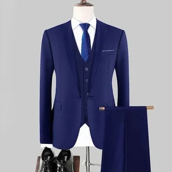 Best Fashion Pánský společenský oblek pro večerní události Velikost: 4XL, Barva (Varianta): blue 1 button