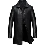Best Fashion Pánský dlouhý kožený kabát pro elegantní styl Barva: Černá, Velikost: XL