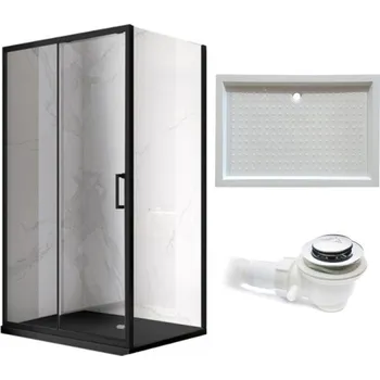 BPS-koupelny Obdélníkový sprchový kout HYD-OK103C 120x80 černá/transparent + vanička HYD-OSV-SXL03E bílá