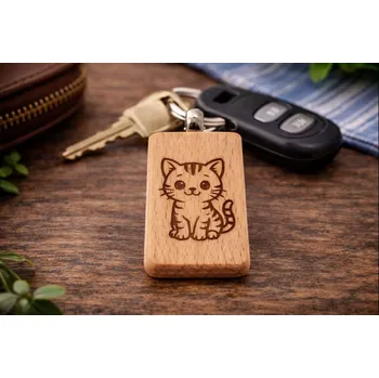 věšák na klíče Dary dřeva Dřevěná klíčenka s gravírováním – kočka