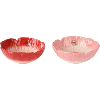 Miska kulatá KITCHEN GOODS vlčí mák z dolomitu červená/růžová mix 12cm