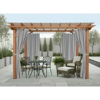 Pergola Venkovní zahradní závěs s poutky SANTIAGO color 03 světle šedá, různé rozměry (cena za 1 kus) + dárek úvaz MyBestHome Rozměr: 155x200 cm