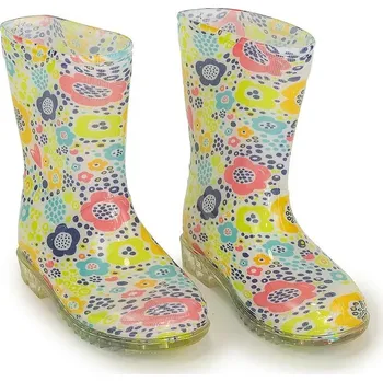 Dívčí obuv Pidilidi Dívčí holínky PVC potisk květiny, PL0038-13 bílá, Vel. 28