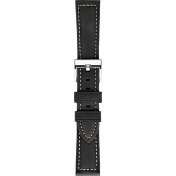 Řemínek na hodinky Kožený řemínek na hodinky 24 mm černý