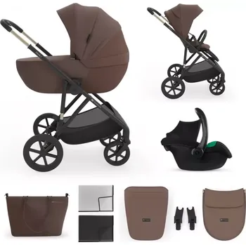 Kočárek KINDERKRAFT Kočárek kombinovaný 3v1 Prime 3 Dark Green Velvet Mocca