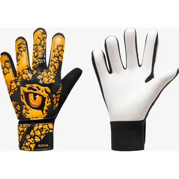 Brankářské rukavice KIPSTA Dětské odolné fotbalové rukavice pro brankáře First 6 ORANŽOVÁ|ŽLUTÁ
