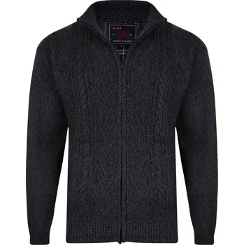 Pánská móda Velký pánský svetr na zip se stojáčkem Kam 77 tmavě šedý (5XL)