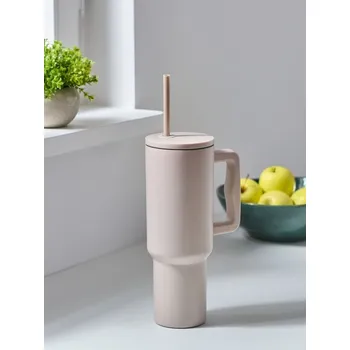 Sinsay - Znovu použitelný hrnek s&nbsp;brčkem - krémová - 052AL-01X - 052AL-01X-ONE-5