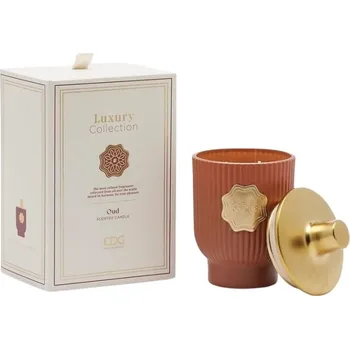 Svíčka EDG Svíčka vonná ve skle s víčkem LUXURY Oud 16cm
