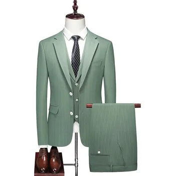 Best Fashion Pánský slavnostní třídílný oblek Velikost: XL, Barva (Varianta): Zelená