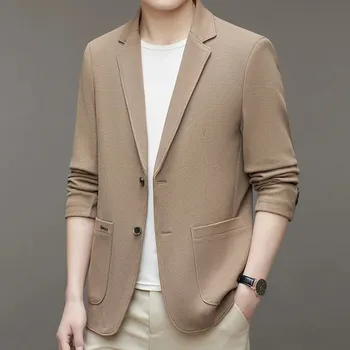 Best Fashion Pánské ležérní sako s jemnou strukturou Barva: Khaki, Velikost: S