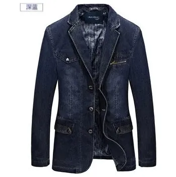 Best Fashion Pánské džínové sako pro svatby i společenské akce Barva: Tmavě Modrá, Velikost: XL