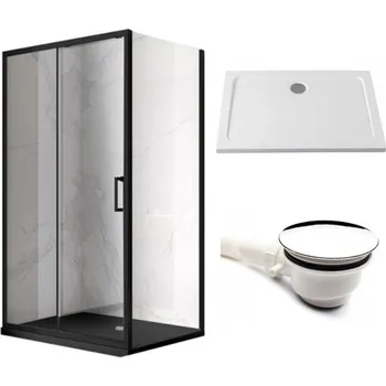 BPS-koupelny Obdélníkový sprchový kout HYD-OK103C 120x80 černá/transparent + vanička HYD-OSV-ST03C bílá