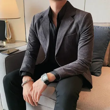 Best Fashion Pánské manšestrové sako pro elegantní volný čas Barva: Šedá, Velikost: XS