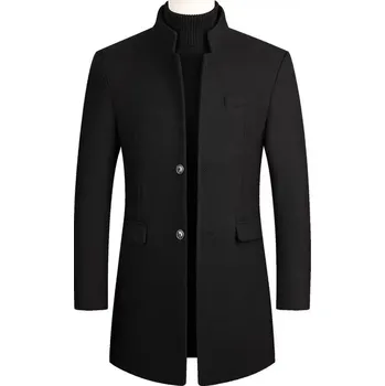 Best Fashion Pánský delší zimní kabát pro formální nošení Barva: Černá, Velikost: 4XL