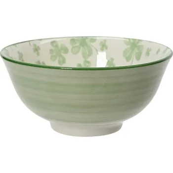 Miska kulatá porcelánová se čtyřlístky zeleno-bílá 15,5cm