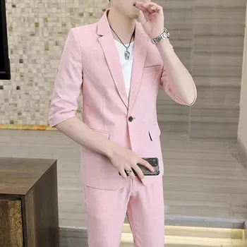 Best Fashion Pánský elegantní oblek pro formální události Barva: Růžová, Velikost: XL