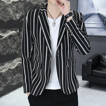 Best Fashion Pánské pruhované sako pro elegantní události Barva: Černá, Velikost: L