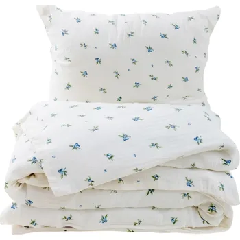 Povlečení Matex Mušelínové povlečení Borůvky, 140 x 200 cm, 70 x 90 cm, modrá