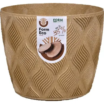 Obal na květináč Obal kulatý plastový PETIT ECO FLOW hnědý 13cm