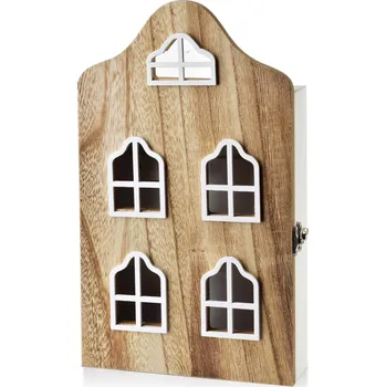 Skříňka na klíč Dřevěná skříňka na klíče STACY 17,5x5,5x29,5 cm hnědá