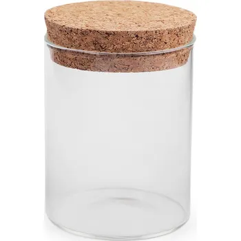 Dóza na potraviny Skleněná lahvička / dóza s korkem Varianta: 2 (65x80 mm) transparent, Balení: 4 lahv.