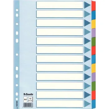 Papírové rozdružovače, 12 oddílů