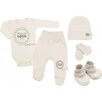 Dětská móda Baby Nellys Soupravička do porodnice 5D Made with love béžová, cappuccino Baby Nellys Vel. 62