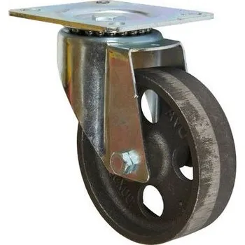 Pojezdové kolečko Litinové transportní kolo s přírubou, průměr 100 mm, otočné, kluzné ložisko, teplotně odolné