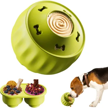 Miska pro psa Interaktivní silikonová forma na pamlsky pro psy 6,8 x 7,9 x 7,9 cm koule 7,4 x 5,2 x 14 cm tác Sada 2 ks Forma na mražené pamlsky