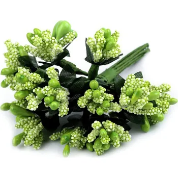 Květinové pestíky na drátku / vývazek, velké, 9 zelená sv.