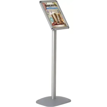 Kancelářský nábytek Stojan na noze - Decor Menuboard A4 - Oblý roh - Stříbrný