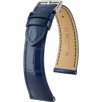 Řemínek na hodinky Kožený řemínek Hirsch London 04207180-2, modrý, aligátoří kůže, Quick Release - 17 mm
