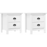 Noční stolky, 2 ks, bílé, 46x35x49,5 cm, masivní d