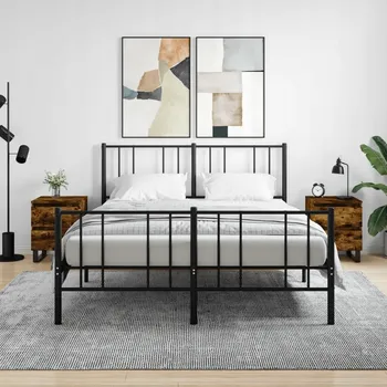 Noční stolek Noční stolky, 2 ks, kouřový dub, 40x35x50 cm