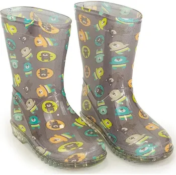 Dívčí obuv Pidilidi Dětské holínky PVC potisk zvířátka PL0042-18 hnědá Vel. 28