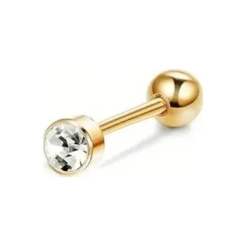 Piercing Zlatý piercing s vnitřním diamantem z chirurgické nerezové oceli Minimalistický elegantní šperk s čistým designem