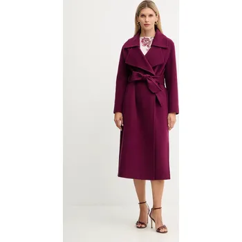 Dámský kabát Vlněný kabát Simona Corsellini A25CPCPV0101 burgundské 93X, vel. 42