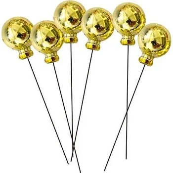 Vánoční dekorace Plastové kuličky na drátku 2 cm, 8 ks, zlaté, v krabičce