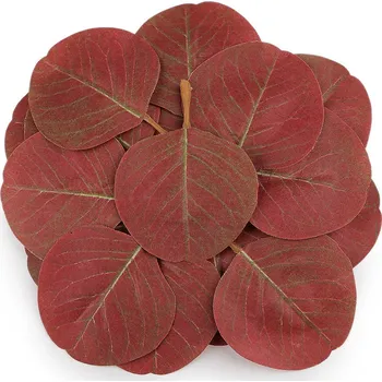 umělá květina Umělý list eukalyptus k aranžování, střední, 2 bordó