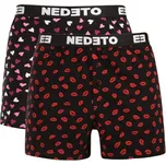 2PACK pánské trenky Nedeto Kiss and Hearts vícebarevné (2NGVL01) XXL